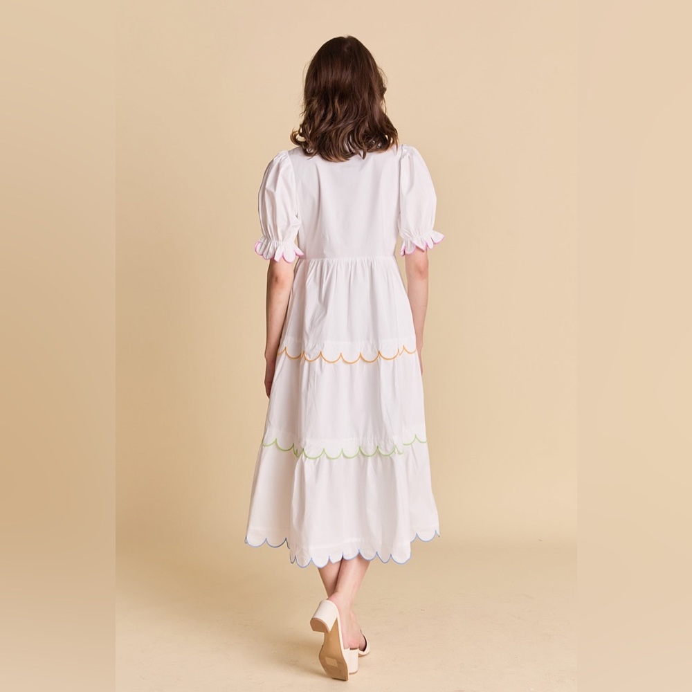 English Factory SCALLOPED EDGE MIDI DRESS | M - Picture 2 of 13